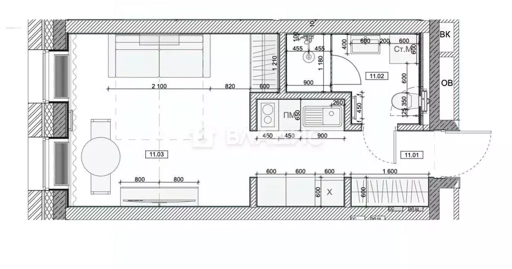 Студия Москва Летниковская ул., 13 (26.5 м) - Фото 2