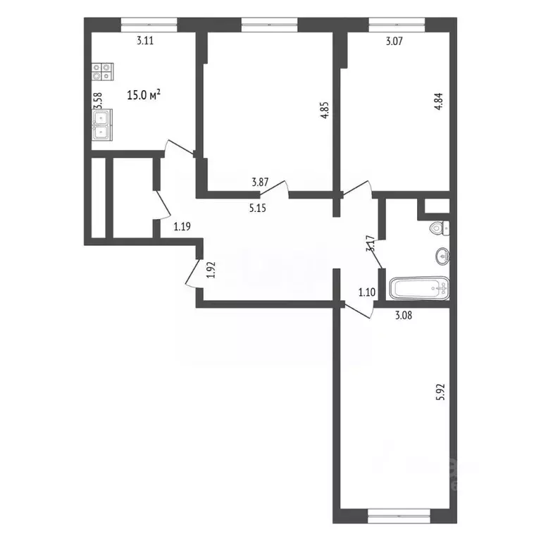 3-к кв. Московская область, Одинцово Можайское ш., 136А (91.0 м) - Фото 2