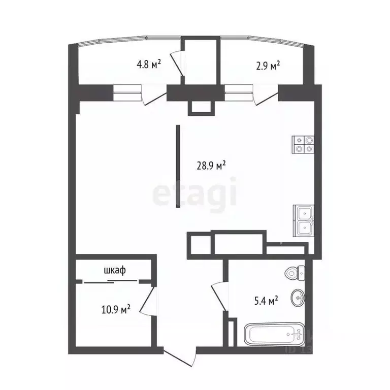1-к кв. Тюменская область, Тюмень Орловская ул., 58 (44.8 м) - Фото 1