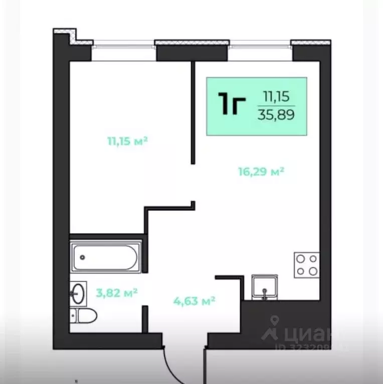 1-к кв. Мордовия, Саранск Вера жилой комплекс (35.89 м) - Фото 1