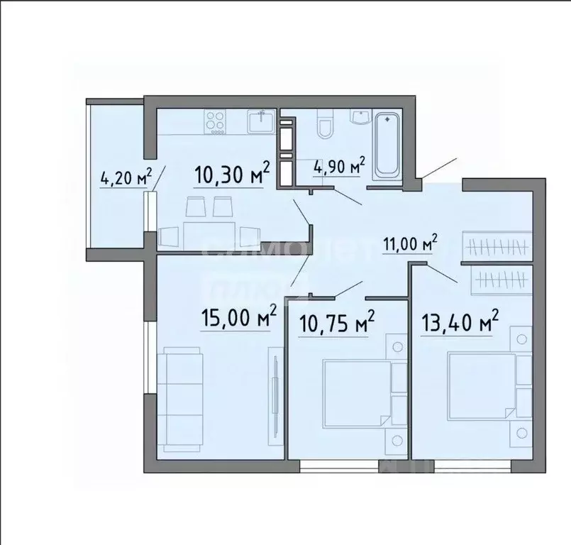 3-к кв. Липецкая область, Липецк Агрономическая ул. (69.55 м) - Фото 2