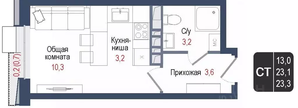Студия Московская область, Королев Первомайский мкр, Старые Горки дп,  ... - Фото 0