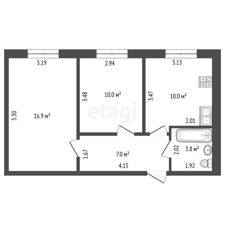 2-комнатная квартира: Калуга, улица Петра Тарасова, 39 (48 м) - Фото 1