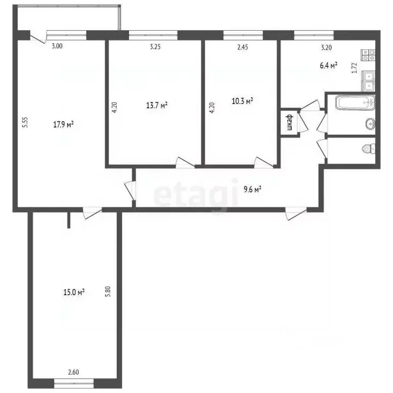 4-к кв. Архангельская область, Архангельск Ленинградский просп., 23 ... - Фото 2
