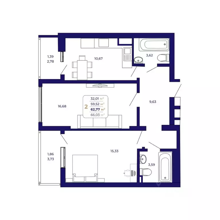 2-к кв. Башкортостан, Уфа Затон-Восточный жилрайон, Паруса жилой ... - Фото 1