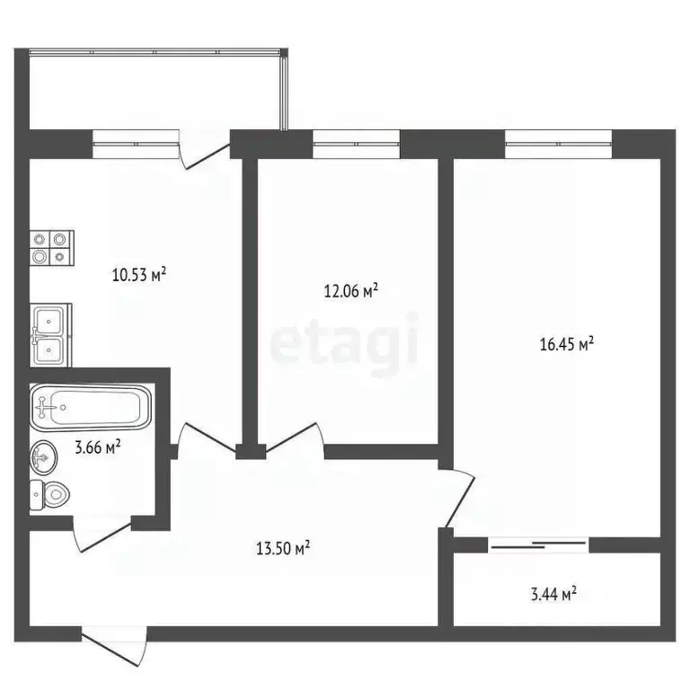 2-к кв. Ростовская область, Таганрог Очистная ул., 20 (60.0 м) - Фото 1