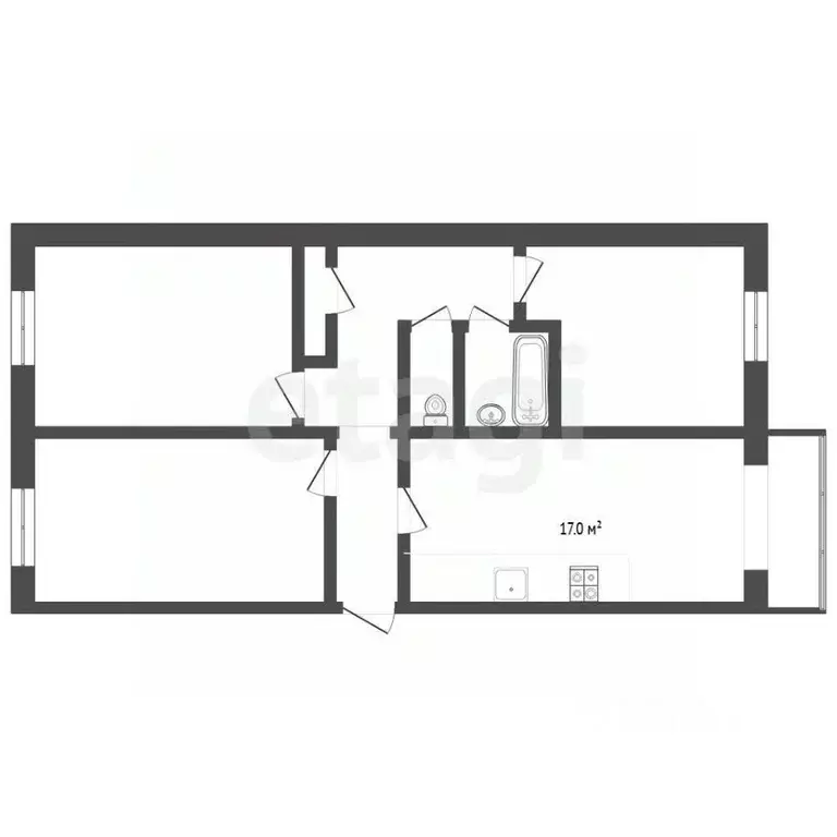 3-к кв. Тюменская область, Тюмень ул. Жуковского, 80 (60.2 м) - Фото 2