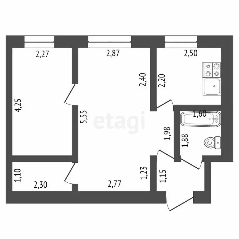 2-комнатная квартира: Стерлитамак, проспект Ленина, 63 (40 м) - Фото 0