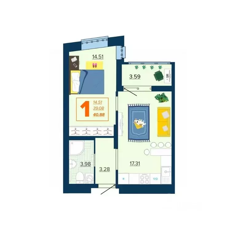 1-к кв. Брянская область, Брянск Московский мкр, Микрорайон Акватория ... - Фото 1