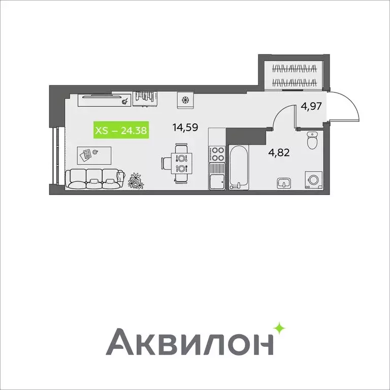 Квартира-студия: Архангельск, улица Розы Шаниной, 4 (24.38 м) - Фото 0