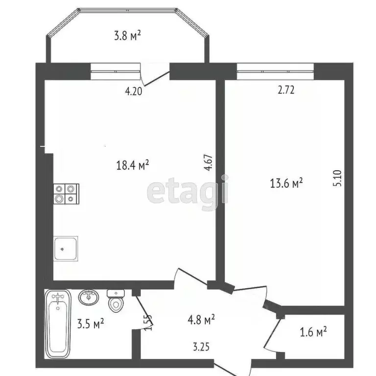 1-к кв. Ростовская область, Батайск Коммунистическая ул., 197Ак1 (41.7 ... - Фото 0