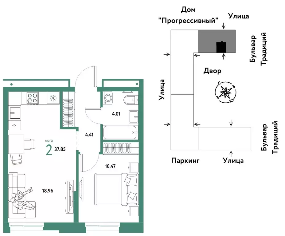 2-к кв. Тюменская область, Тюмень ул. Андрея Кореневского, 1к1 (37.85 ... - Фото 0