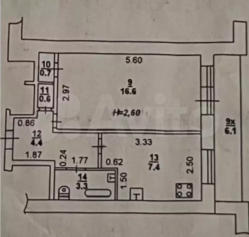 1-к. квартира, 38 м, 4/9 эт. - Фото 0