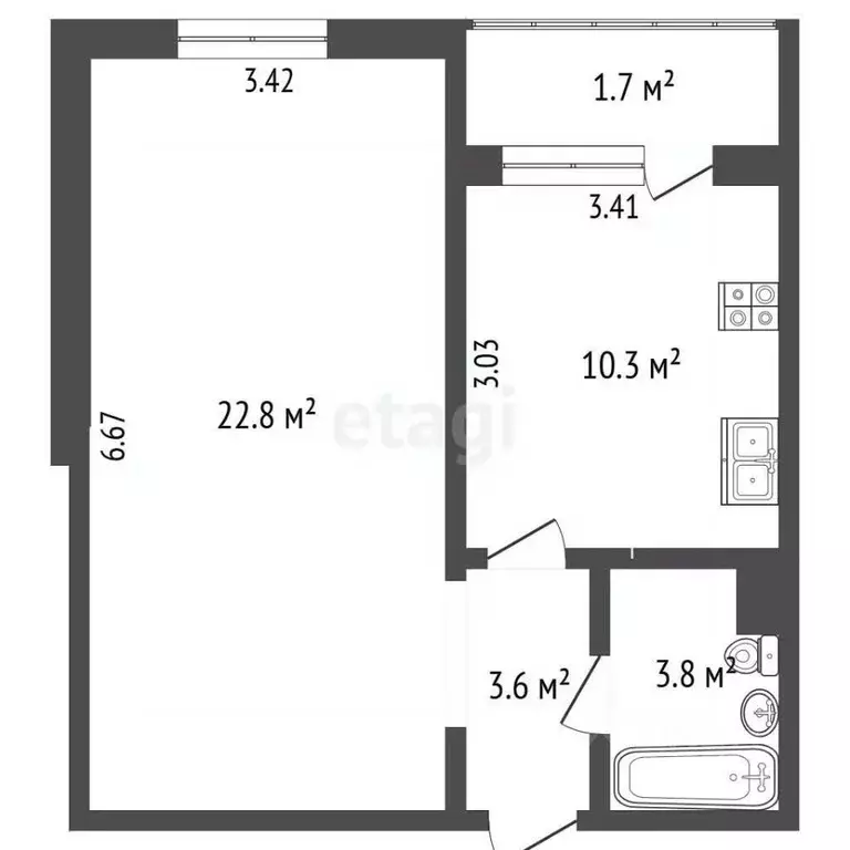 1-к кв. Московская область, Воскресенск Центральный мкр, ул. ... - Фото 2