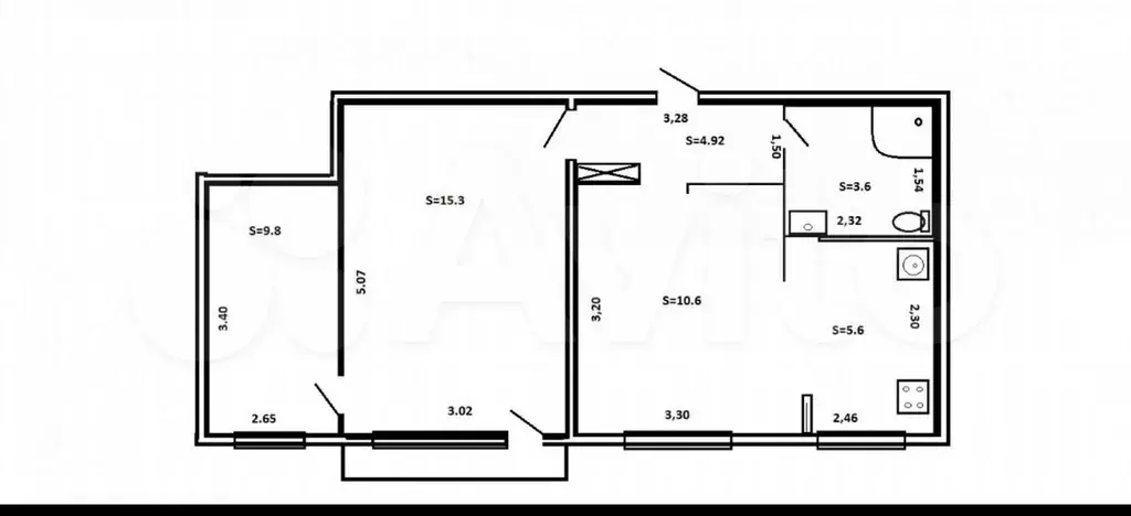 3-к. квартира, 53,7 м, 3/5 эт. - Фото 0