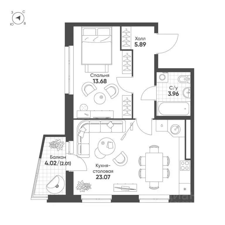 1-к кв. Свердловская область, Екатеринбург Солнечный жилрайон,  (48.6 ... - Фото 1
