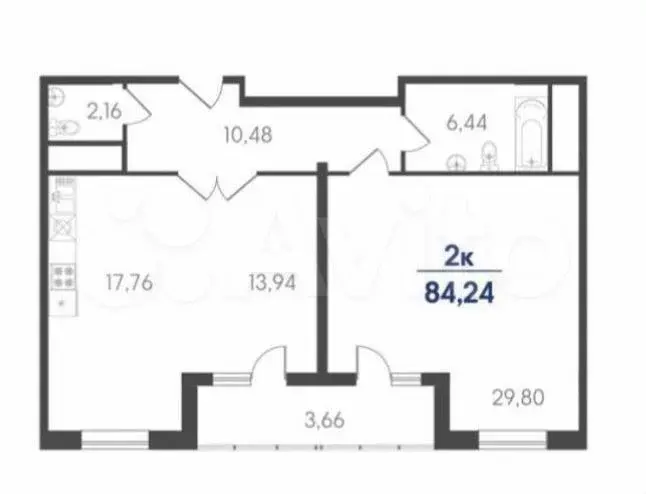 2-к. квартира, 84 м, 3/24 эт. - Фото 0