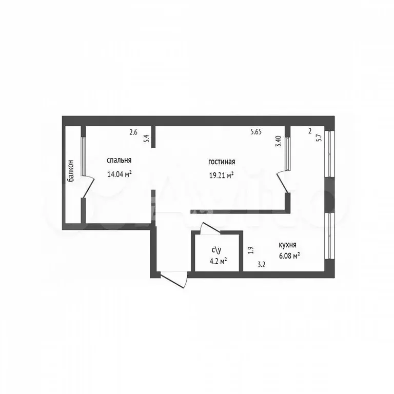 2-к. квартира, 60 м, 4/5 эт. - Фото 0