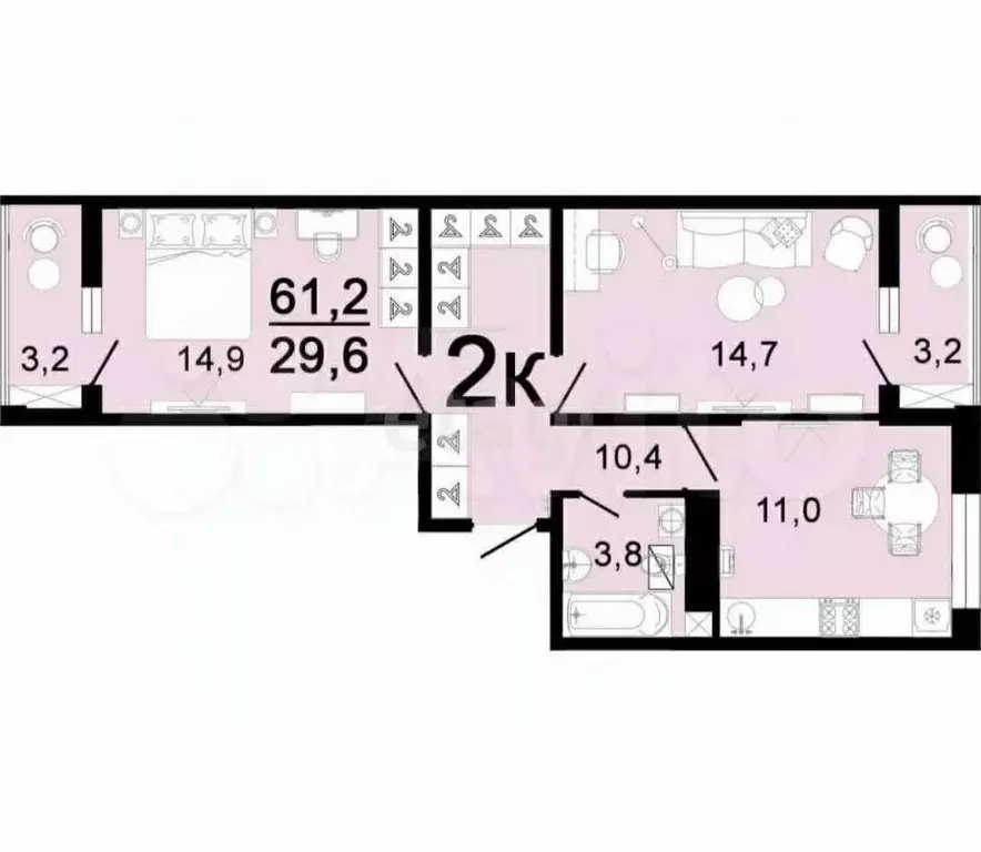2-к кв. Краснодарский край, Горячий Ключ ул. Ярославского, 111А (55.7 ... - Фото 1