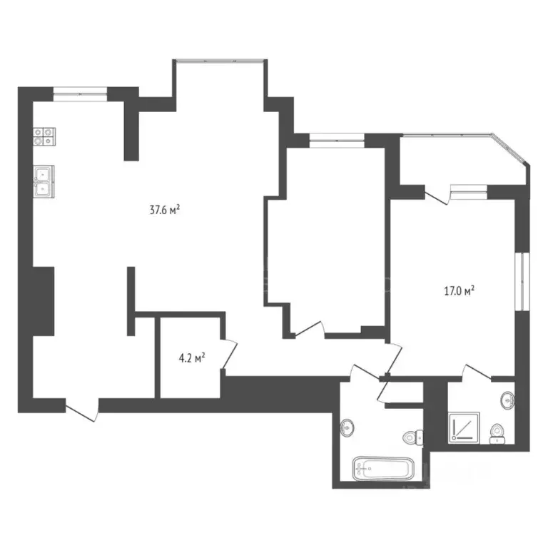 2-к кв. Тюменская область, Тюмень ул. Максима Горького, 68к1 (104.8 м) - Фото 2