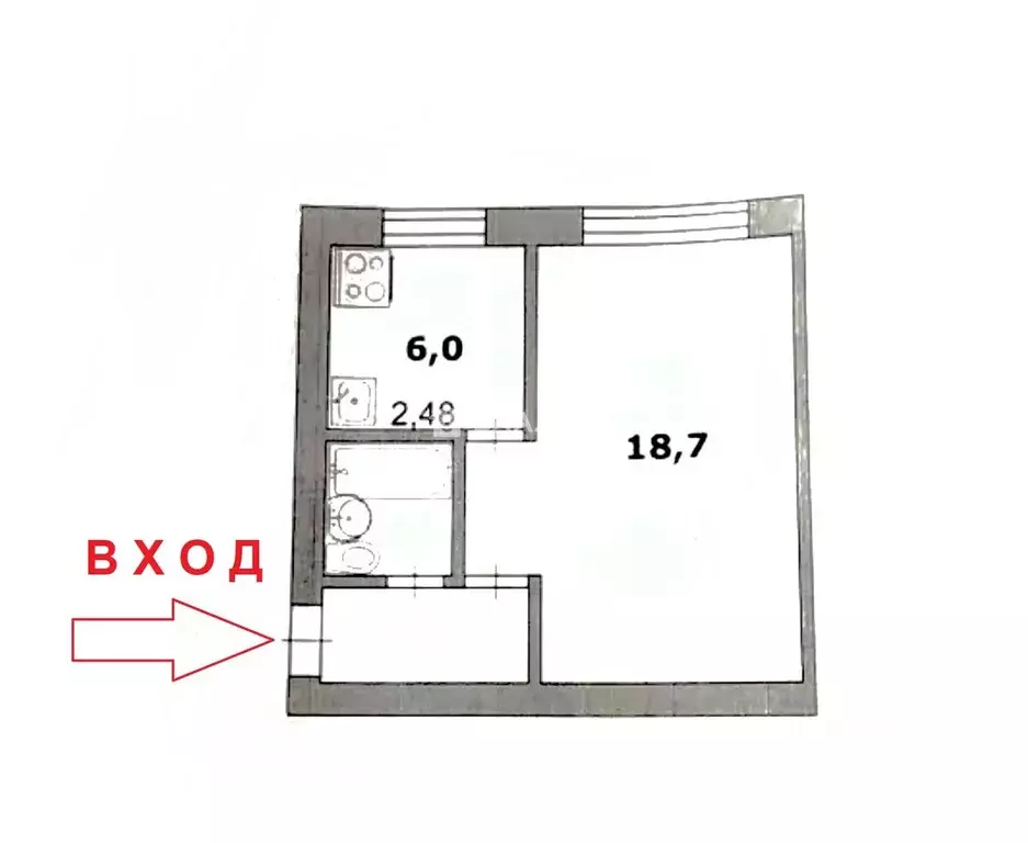 1-к кв. Белгородская область, Белгород ул. Победы, 14 (30.7 м) - Фото 2