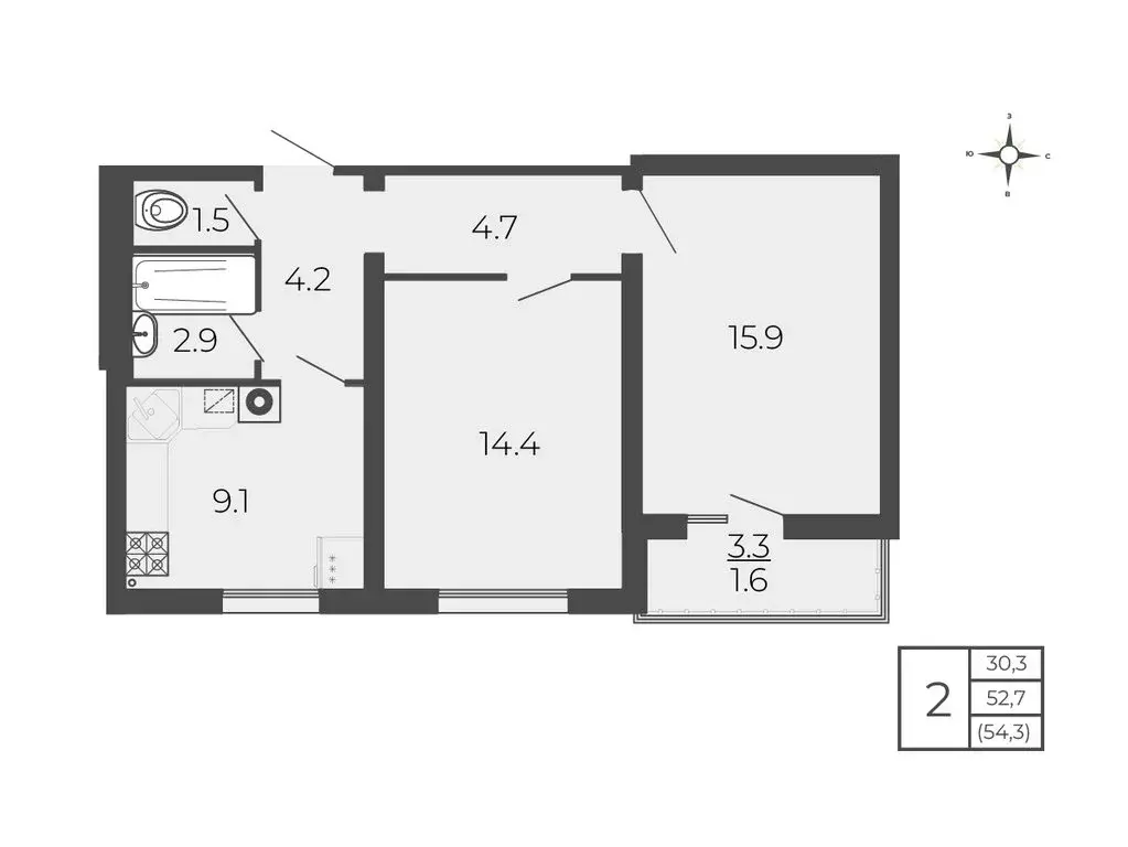 2-комнатная квартира: Волоколамск, 2-й Шаховской проезд, 19 (54.3 м) - Фото 1