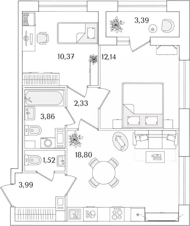 2-к кв. Санкт-Петербург Аурум жилой комплекс (54.71 м) - Фото 1