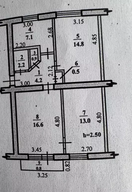 3-к кв. Башкортостан, Стерлитамак Вокзальная ул., 25 (60.1 м) - Фото 2