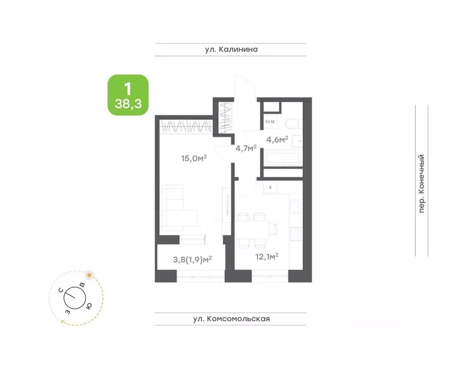 1-к кв. Хабаровский край, Хабаровск Клубный Дом на Калинина жилой ... - Фото 1
