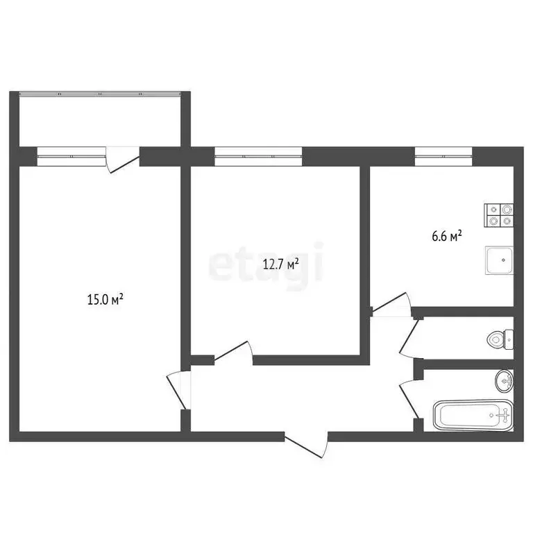 2-комнатная квартира: Тюмень, улица Ватутина, 24 (46.1 м) - Фото 0