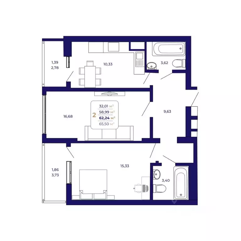 2-к кв. Башкортостан, Уфа Затон-Восточный жилрайон, Паруса жилой ... - Фото 1