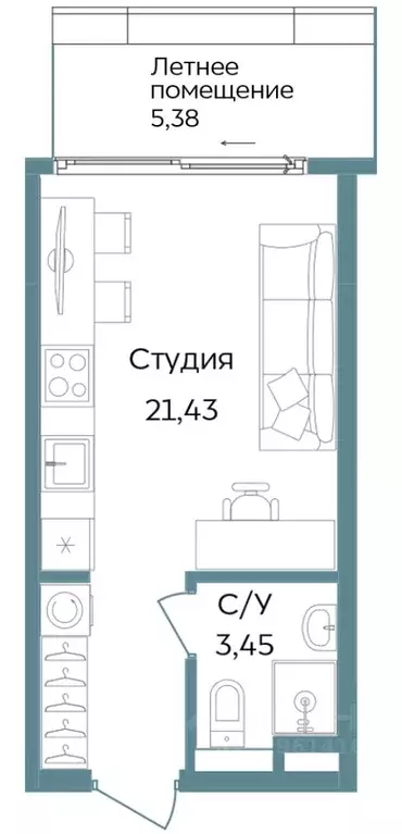 Студия Крым, Саки ул. Морская (30.26 м) - Фото 0