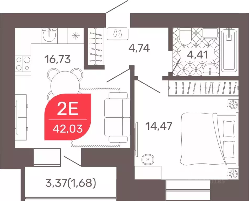 1-к кв. Забайкальский край, Чита Романовский мкр, 32 (42.3 м) - Фото 1