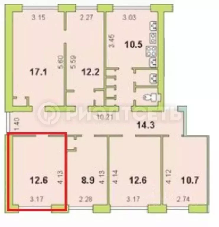 Комната Мурманская область, Мурманск ул. Свердлова, 10к1 (12.0 м) - Фото 1