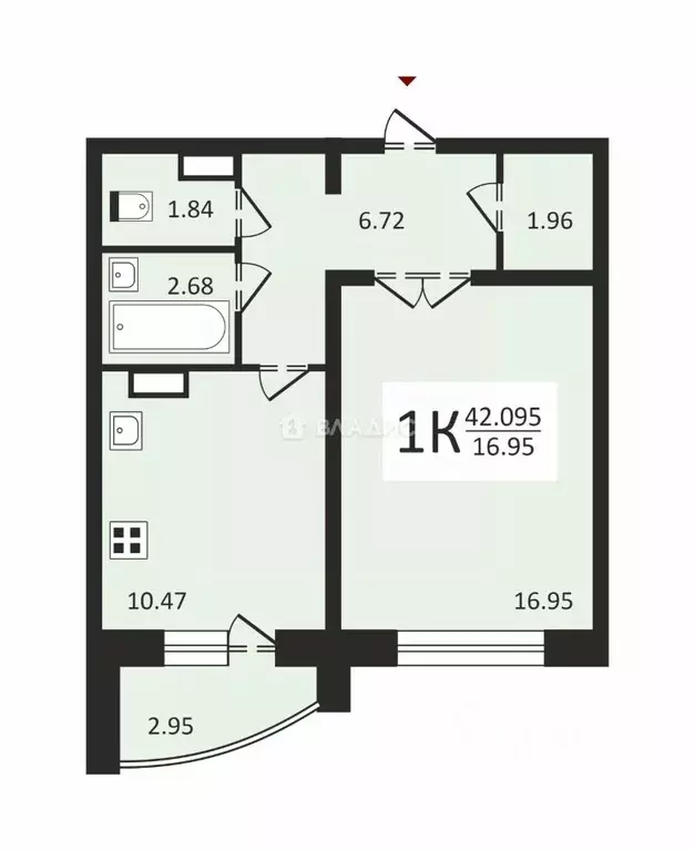 1-к кв. Владимирская область, Владимир ул. Фатьянова, 20 (42.09 м) - Фото 1