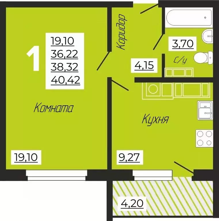 1-к кв. Смоленская область, Смоленск ул. Седова (40.42 м) - Фото 0