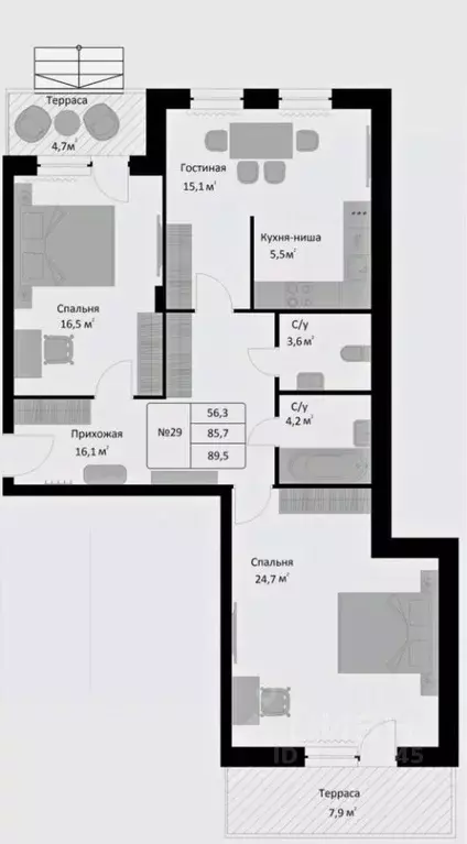 2-к кв. Московская область, Егорьевск муниципальный округ, д. Холмы, ... - Фото 1