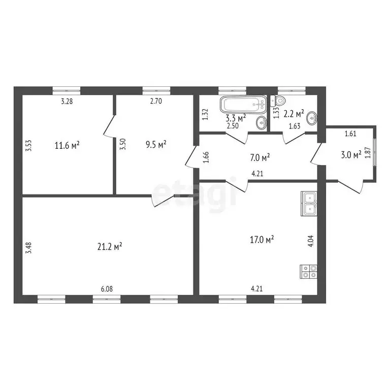 Дом в Нерехта, Полевая улица (71.8 м) - Фото 1