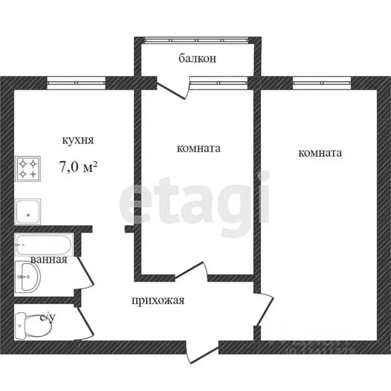 2-к кв. Белгородская область, Шебекино ул. Фрунзе, 10 (51.5 м) - Фото 1