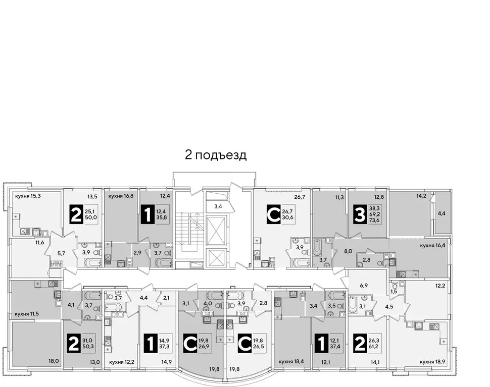 1-к кв. Краснодарский край, Краснодар Самолет-6 жилой комплекс (37.3 ... - Фото 2