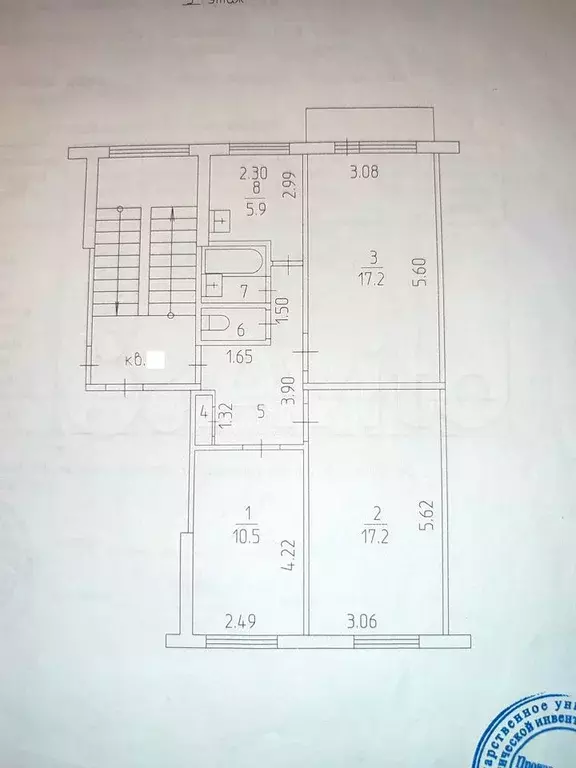 3-к. квартира, 60,9 м, 5/5 эт. - Фото 0