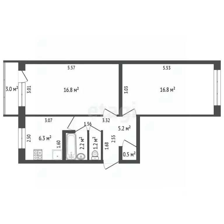 2-к кв. Костромская область, Кострома Якиманиха мкр, 9 (49.0 м) - Фото 1