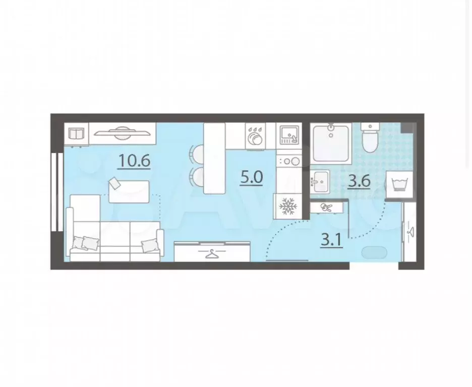 Квартира-студия, 22,3 м, 5/8 эт. - Фото 0