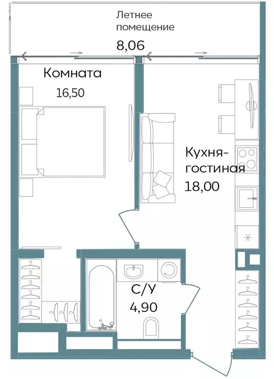 1-комнатная квартира: Республика Крым, Саки, курортный кластер Темпо ... - Фото 0