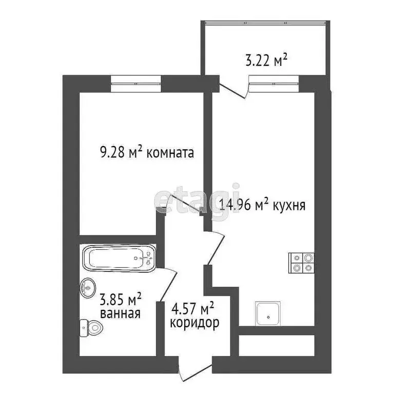 1-комнатная квартира: Санкт-Петербург, Русановская улица, 28 (33 м) - Фото 1