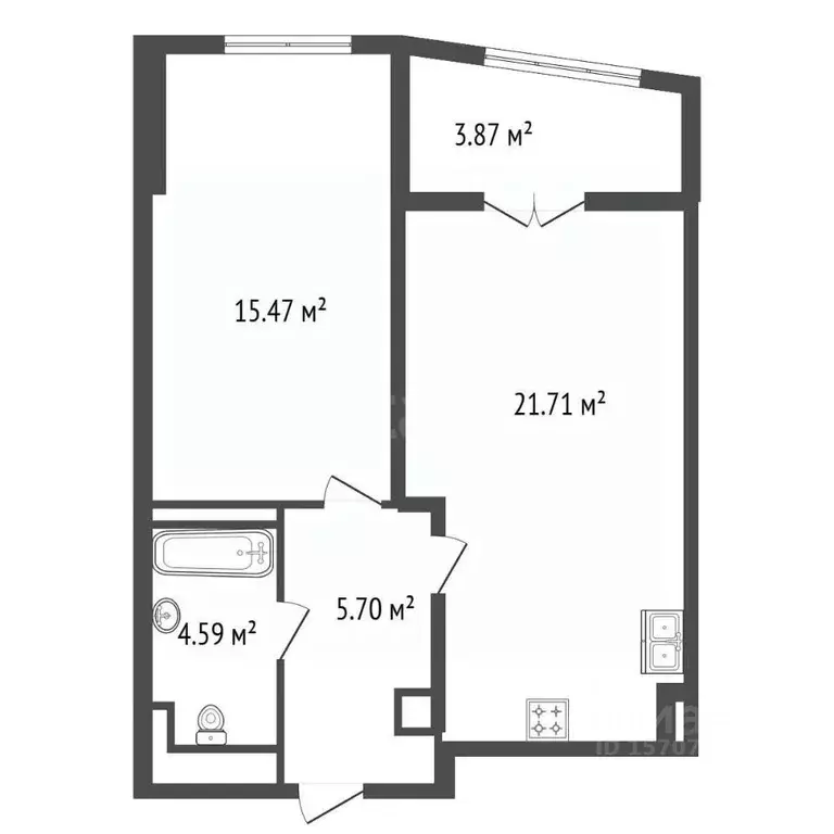 1-к кв. Ленинградская область, Кудрово г. Всеволожский район, ... - Фото 2