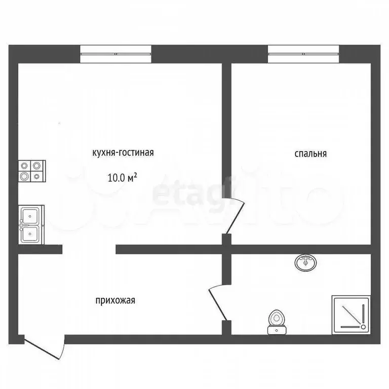 2-к. квартира, 50 м, 2/6 эт. - Фото 0