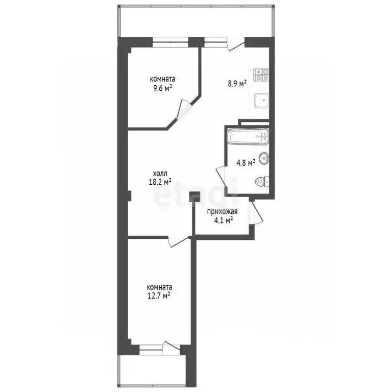 2-к кв. Саха (Якутия), Якутск ул. Пирогова, 6/1 (57.7 м) - Фото 2