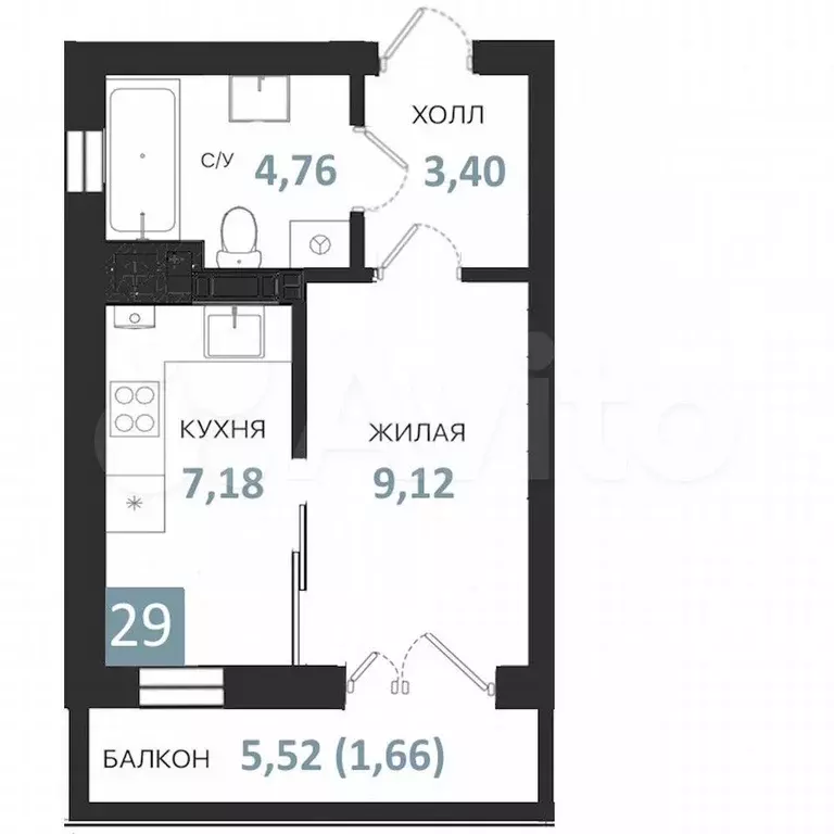 Квартира-студия, 26,1 м, 5/5 эт. - Фото 0