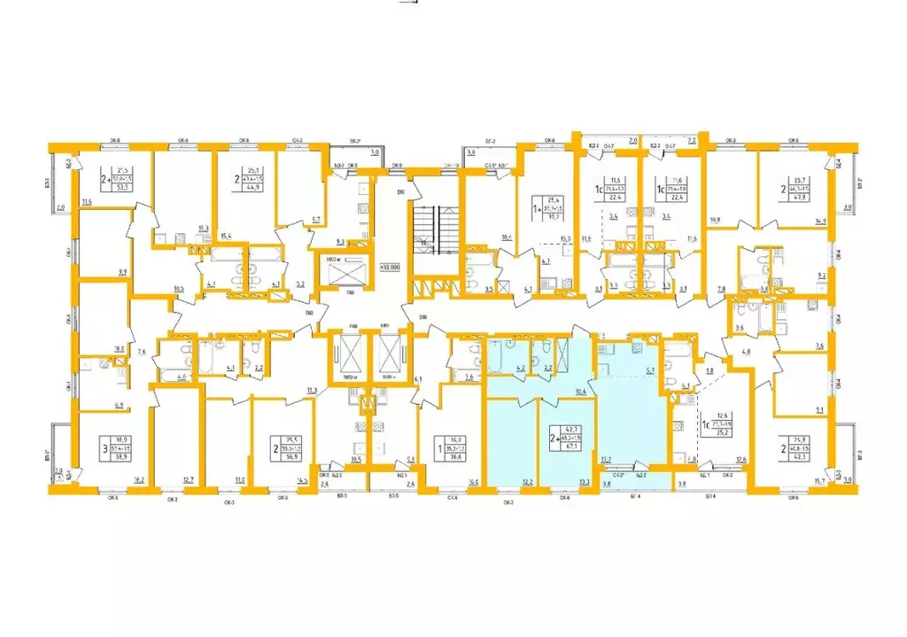 2-к кв. Башкортостан, Уфа Инорс-4Б мкр, Акварель жилой комплекс (66.9 ... - Фото 2